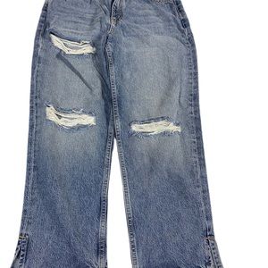 Free People Size 27 Raw Hem Denim Crop Distressed Jeans NWT NH